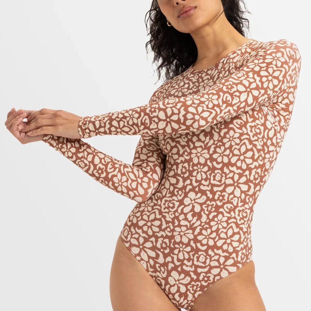 Roxy Men's White and Tan Swimsuit-one-piece